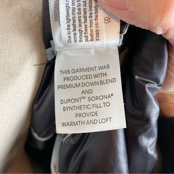CALVIN KLEIN Long Packable Black Down Blend Chevron Coat S - Picture 11 of 11